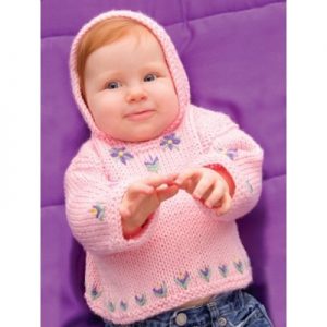 Caron Perfect Posy Hoodie Free Baby Knitting Pattern