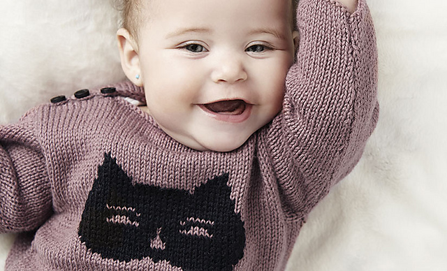 Cat Motif Baby Sweater Knit Pattern Free