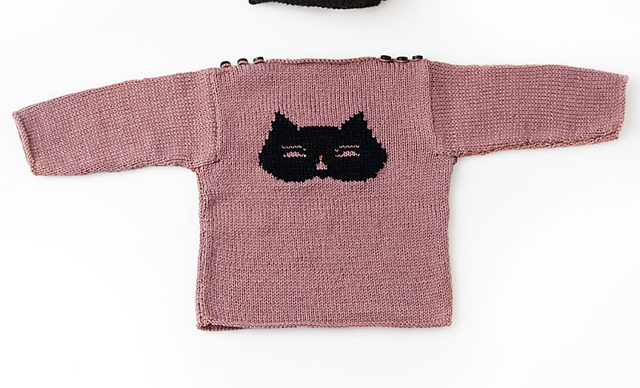 Cat Motif Baby Sweater Knit Pattern Free