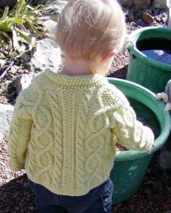 Trellis Free Baby Cardigan with Cables Knitting Pattern