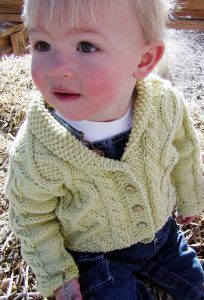 Trellis Free Baby Cardigan with Cables Knitting Pattern