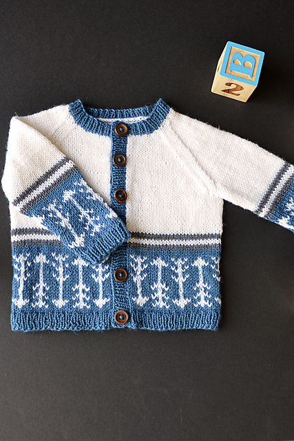 Which Way is Up Free Fair Isle Baby Cardigan Knit Pattern