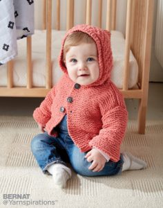 Bernat In The Details Knit Hoodie Free Baby Pattern