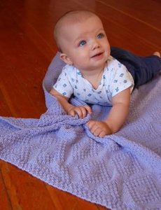 Moss Stitch Diamonds Baby Blanket Knitting Pattern