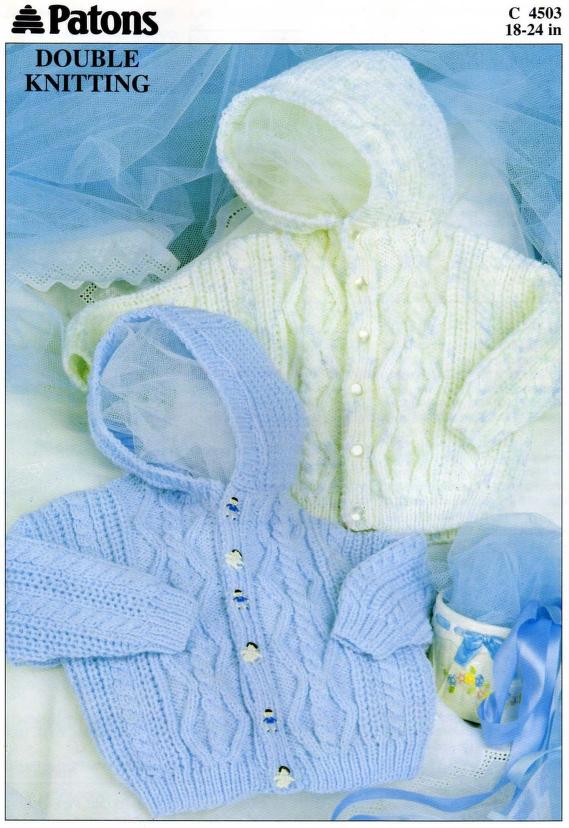 Patons Double Knitting Hooded Cable Baby Jacket