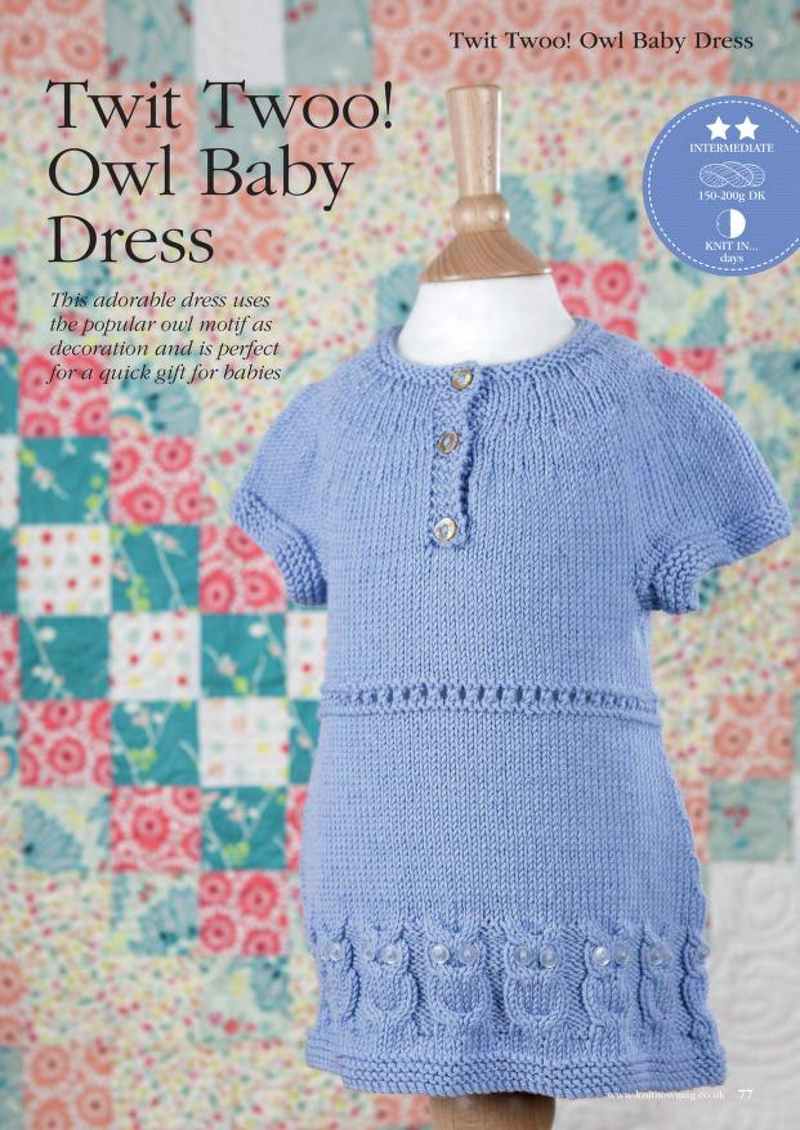 Owl Baby Dress Free Knitting Pattern