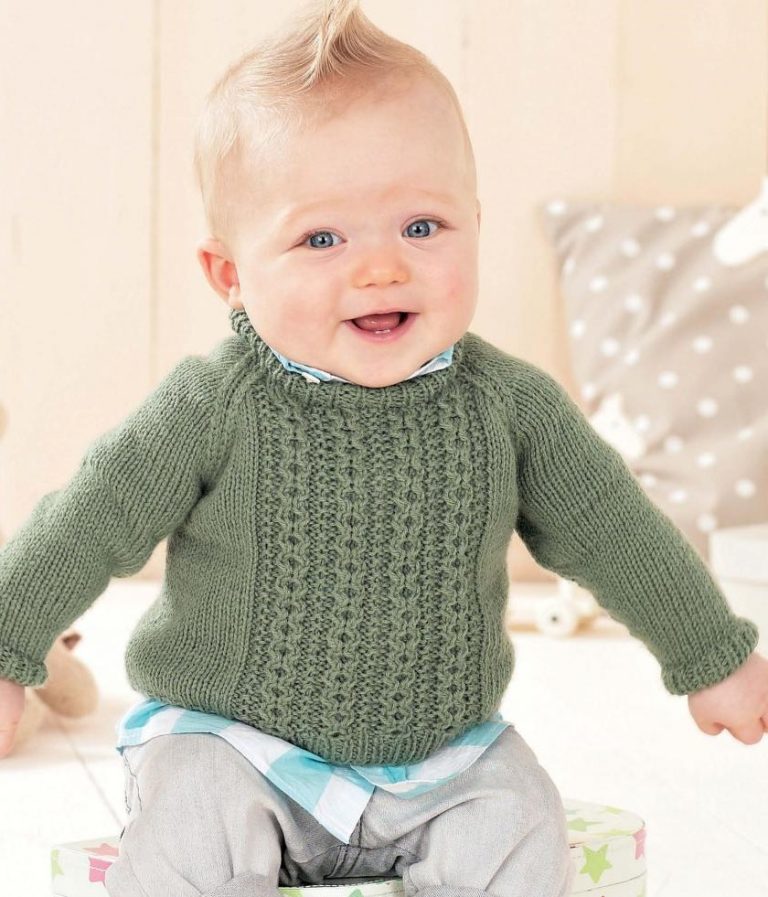 Baby knitting pattern sweater with small cables Free Baby Knitting