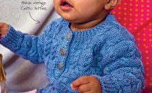 Cabled check baby sweater knitting pattern