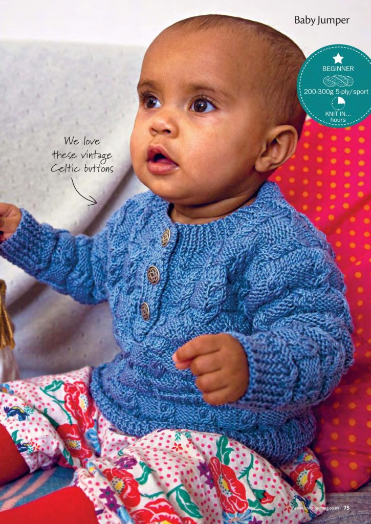 Cabled check baby sweater knitting pattern