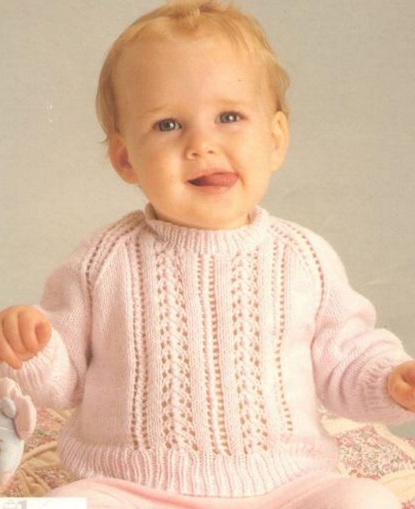 Free baby sweater knitting pattern lace patons