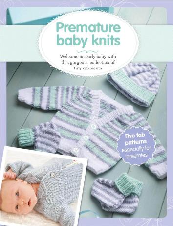 Premature baby knitting pattern for cardi, booties, hat and mitts