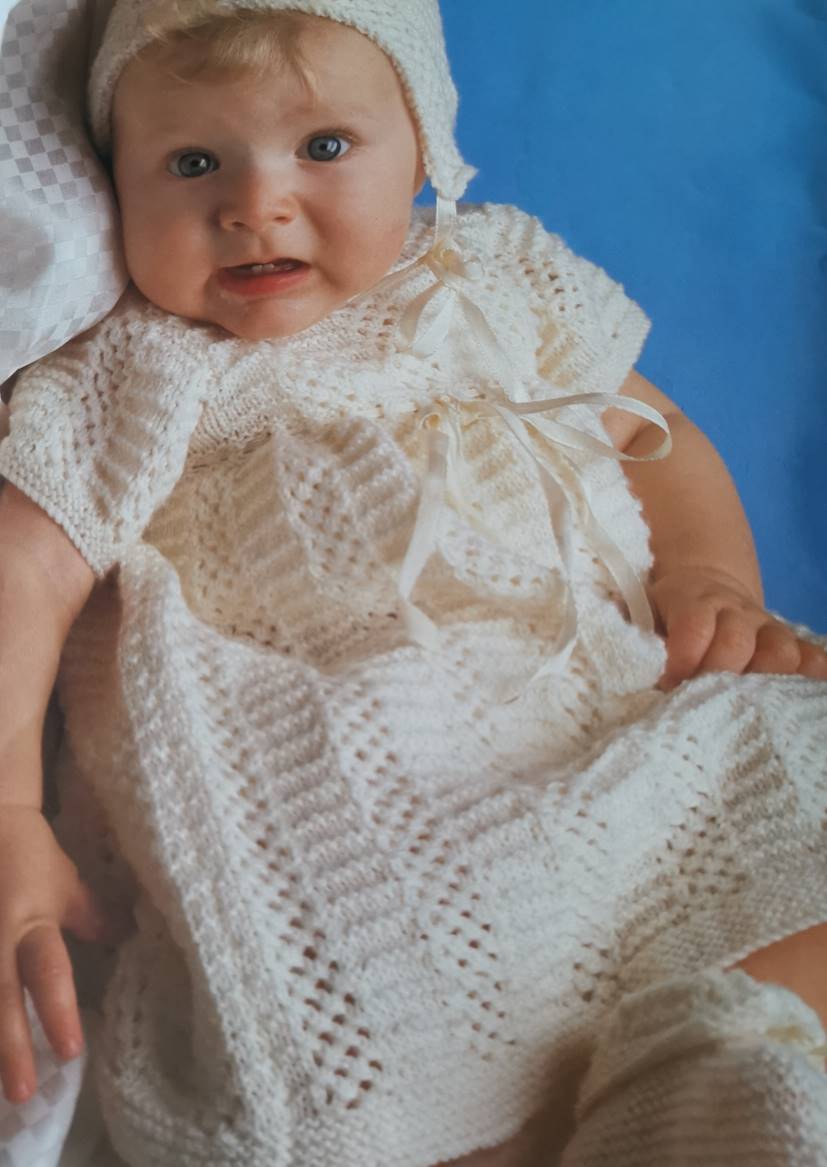 Flower Petal Crochet Christening Pattern Consisting Of Gown, Bonnet And  Booties | eBay