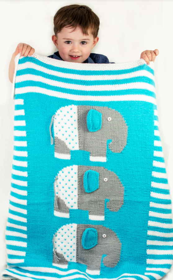 Animal Baby Blanket Knitting Patterns elephant