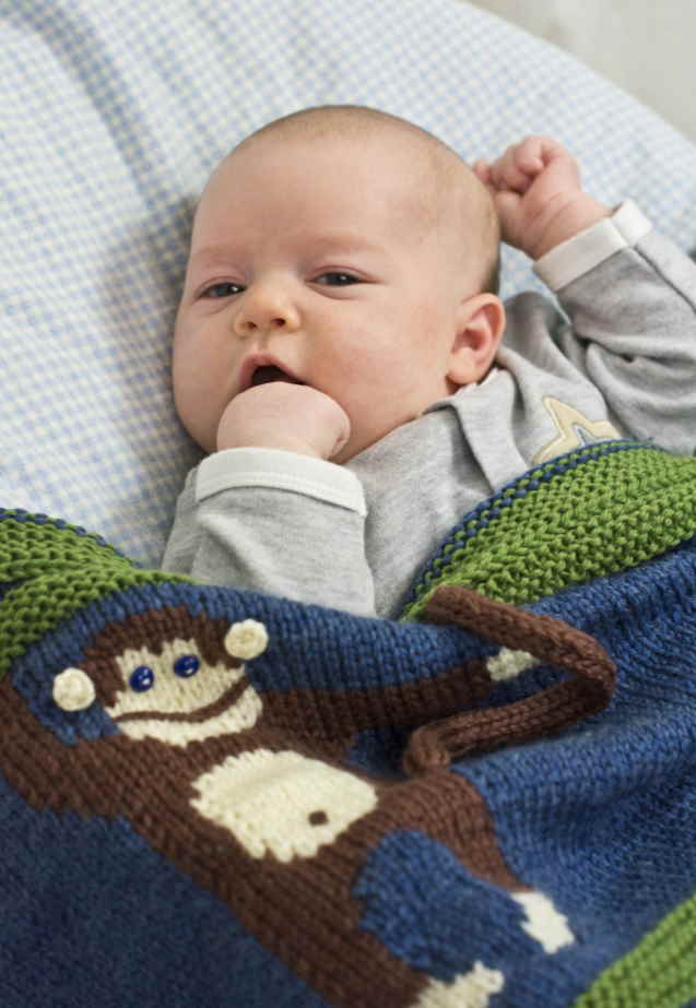 Animal Baby Blanket Knitting Patterns monkey