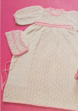 Christening Dress and Bonnet Knitting Pattern Set