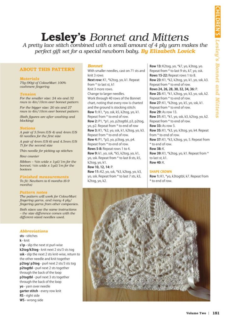 Baby's Bonnet and Mittens Knitting Pattern