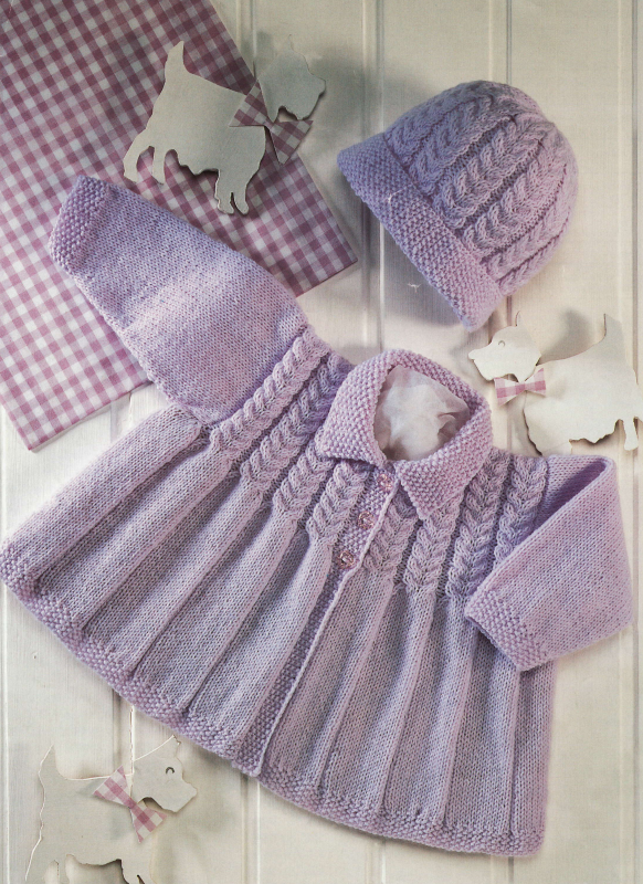Free Knitting Pattern for a Matinee Coat and Hat